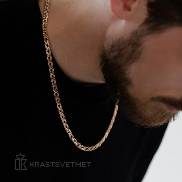 Цепь из красного золота 585, плетение «Ромб тройной»